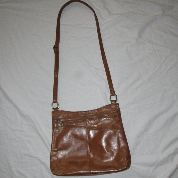 Hobo International Glazed Tan Distressed Leather Crossbody Bag Purse - Picture 1 of 7